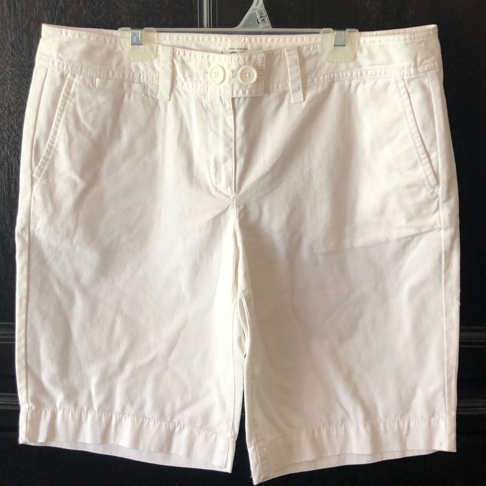 Ann Taylor Loft white chino shorts